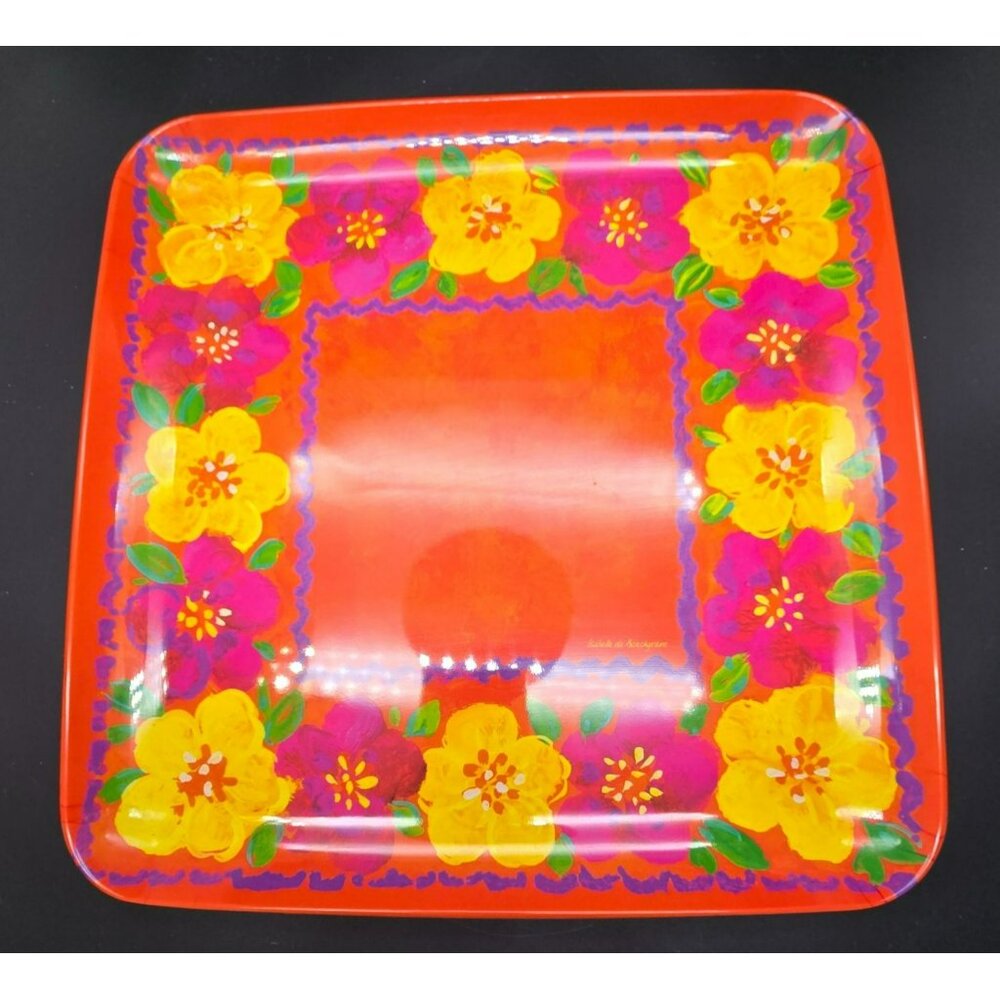 Isabelle De Borchgrave Square Floral Melamine Serving Platter 12" DH1310